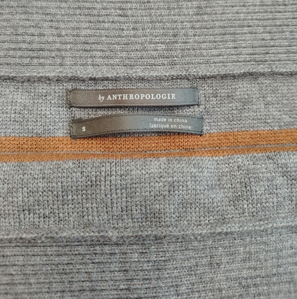Anthropologie Gray and Brown Crew Neck Sweater